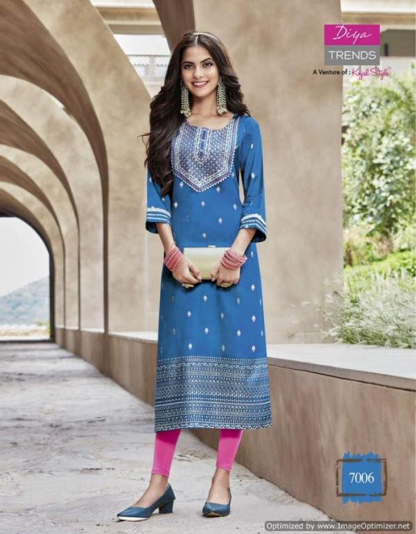 Victoria 7 Fancy Wear Embroidery Rayon Exclusive Kurti Collection